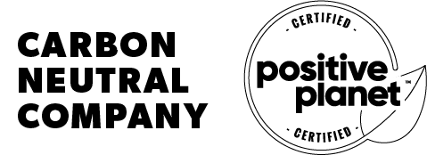 Carbon neutral company logo in white and black