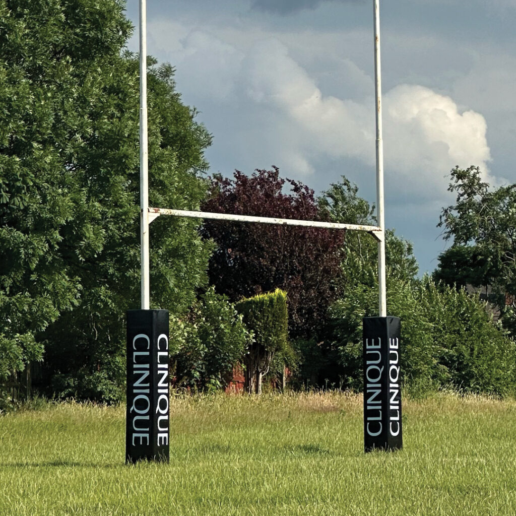 Rugby post branded Clinique pads