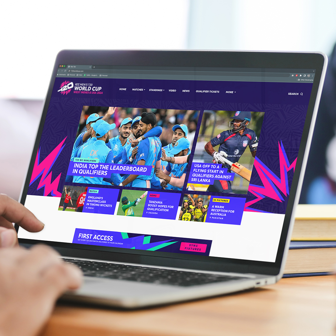 A mock up of an ICC T20 world cup branded website page