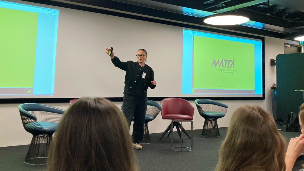 Flo Williams talking on behalf of MATTA with Deloitte and The Department of Business & Trade as part of their 'Women's Sport Accelerator Programme'