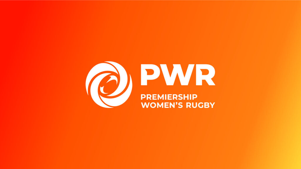 Premiership Women's Rugby logo in white on an orange gradient background