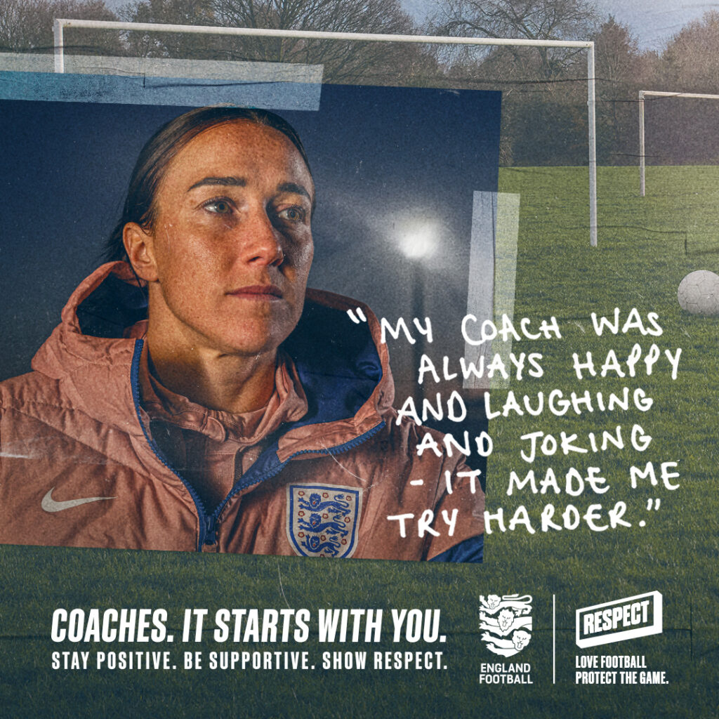 FA Respect single player asset featuring Lucy Bronze, coach and handwritten quote